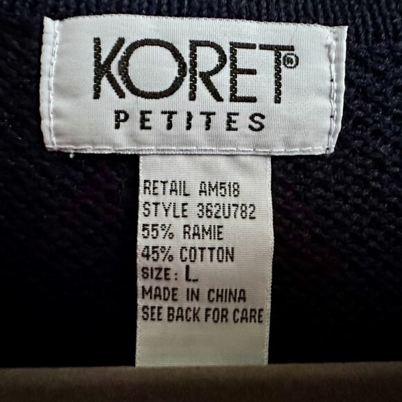 Vintage 90s Koret Petites Large Navy Blue Knit Sweater Vest w Floral Embroidery - Picture 4 of 8